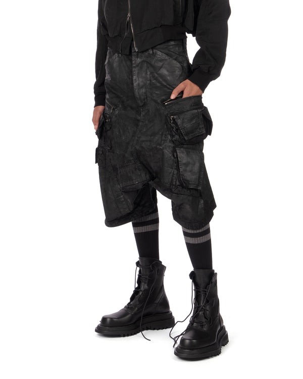 _JULIUS | Coated Tactical Kite Pants Luster Black - Concrete