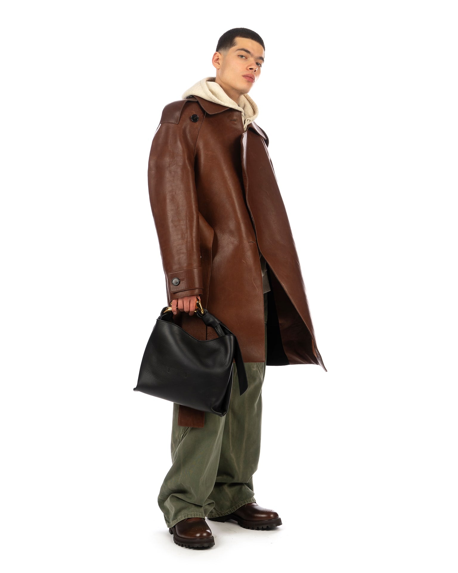 JW Anderson cape-style leather jacket - Brown