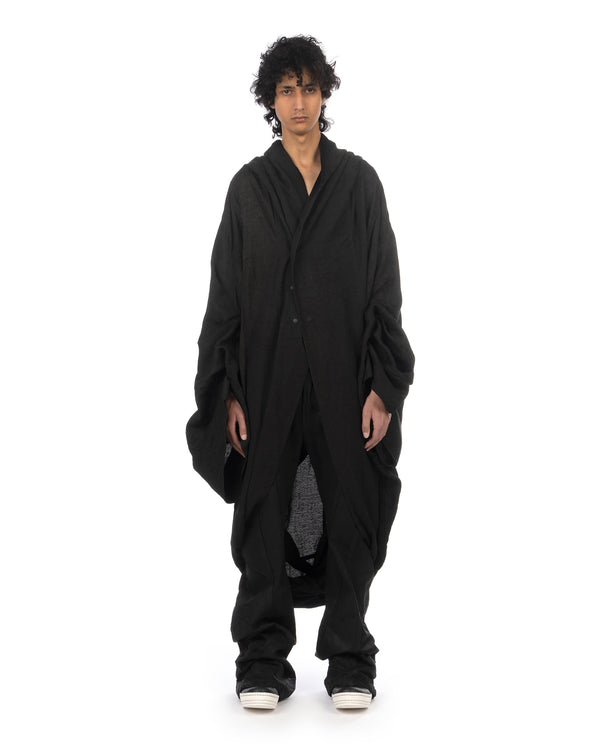 _JULIUS | Monk Woven Coat Black - Concrete