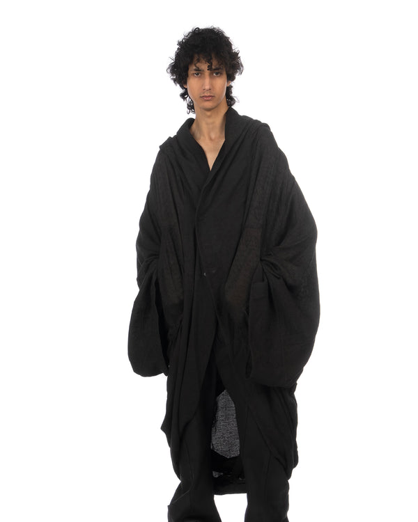 _JULIUS | Monk Woven Coat Black - Concrete