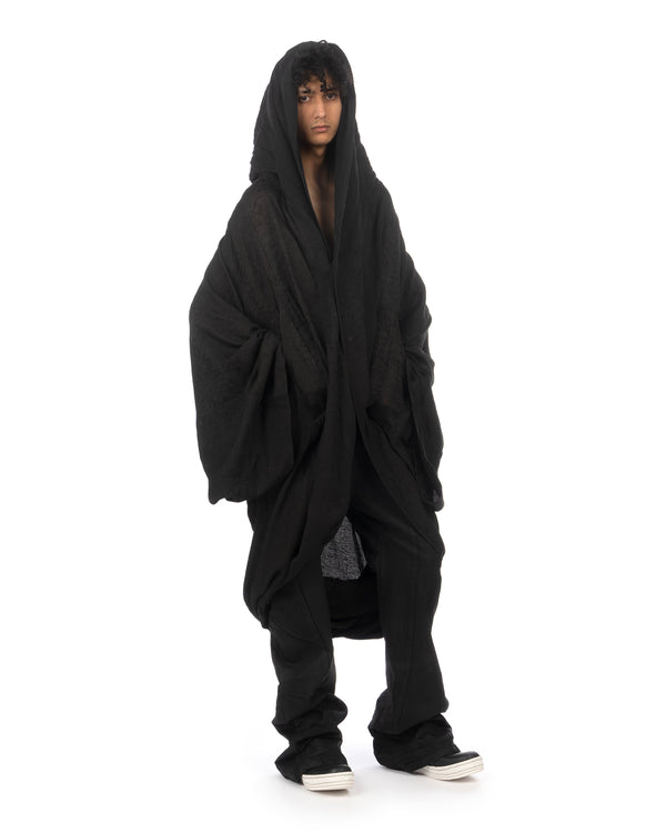 _JULIUS | Monk Woven Coat Black - Concrete