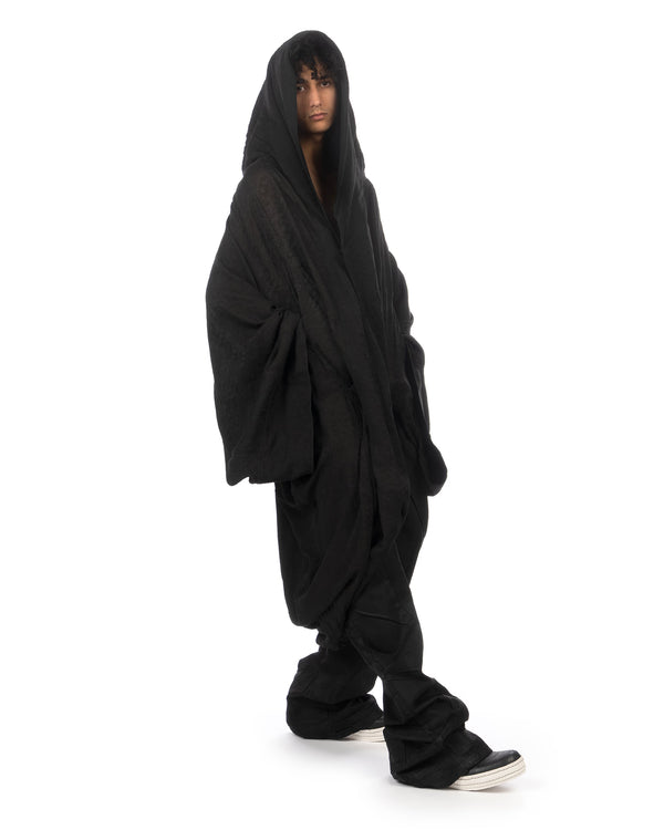 _JULIUS | Monk Woven Coat Black - Concrete