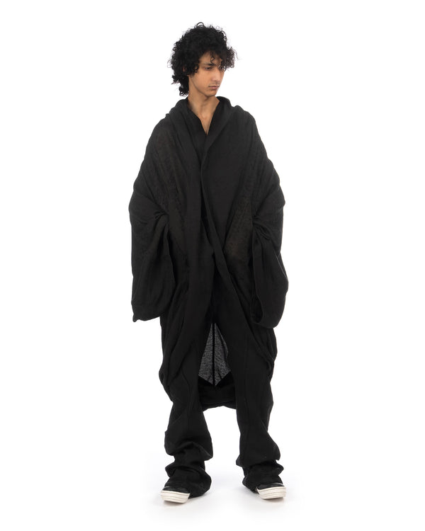 _JULIUS | Monk Woven Coat Black - Concrete