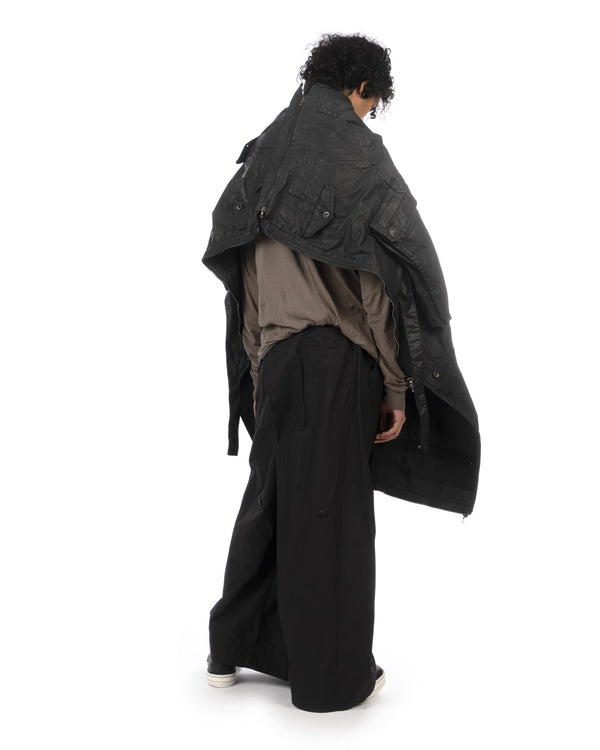_JULIUS | Gas Mask Woven Skirt Black - Concrete