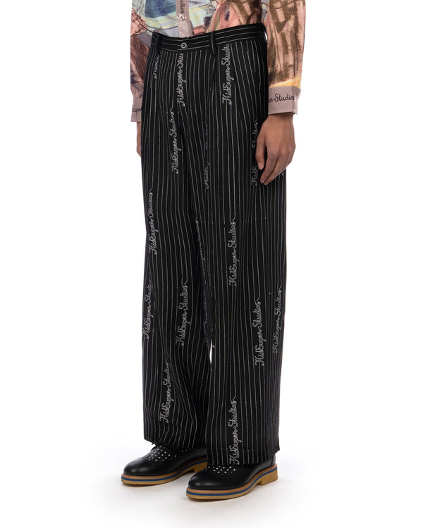 KidSuper | Embroidered KS Pinstripe Suit Pants Black - Concrete