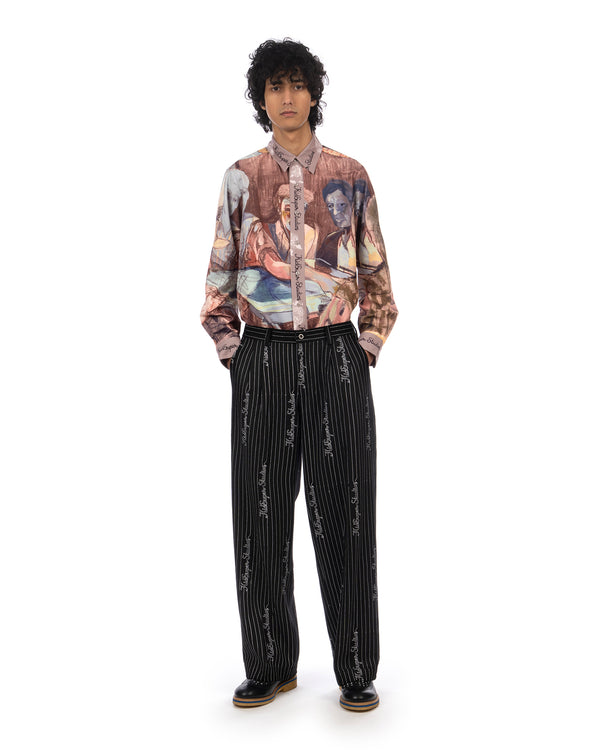 KidSuper | Embroidered KS Pinstripe Suit Pants Black - Concrete