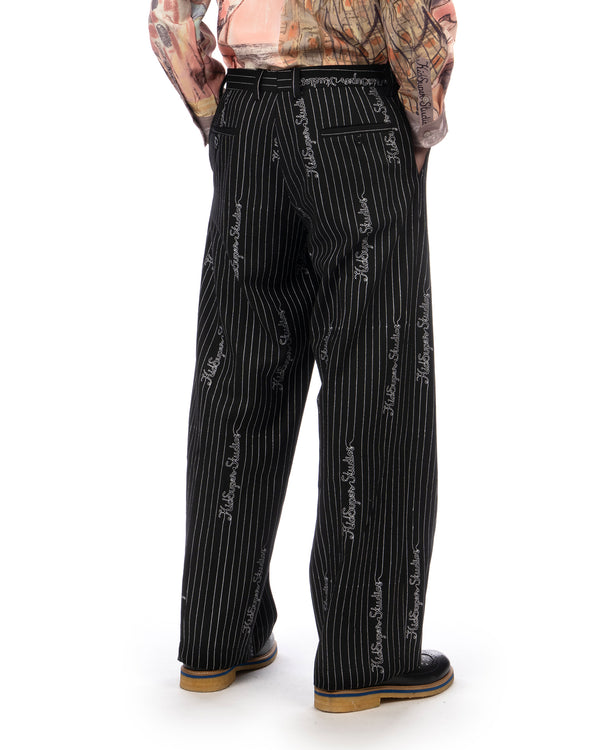 KidSuper | Embroidered KS Pinstripe Suit Pants Black - Concrete