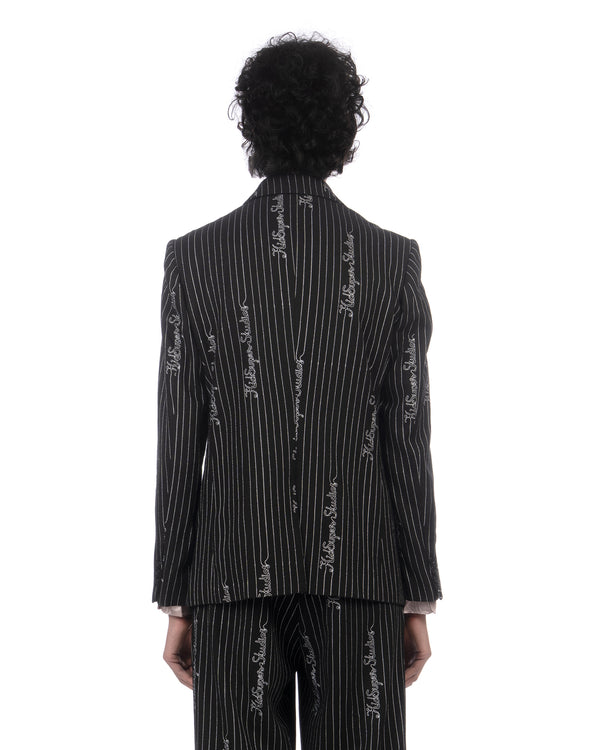 KidSuper | Embroidered KS Pinstripe Suit Jacket Black - Concrete