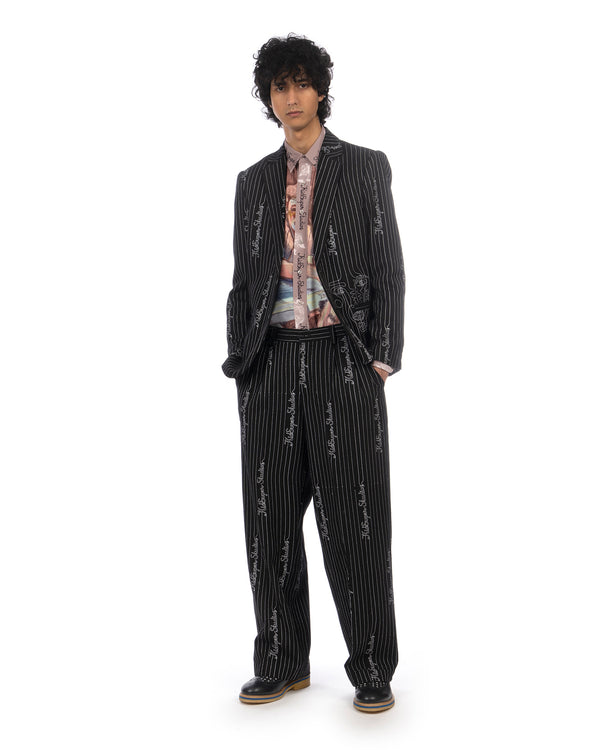 KidSuper | Embroidered KS Pinstripe Suit Jacket Black - Concrete