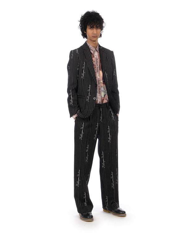 KidSuper | Embroidered KS Pinstripe Suit Pants Black - Concrete