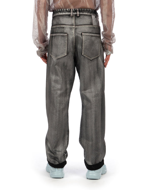 KANGHYUK | 5-Pocket Trousers Black / Silver Wax - Concrete