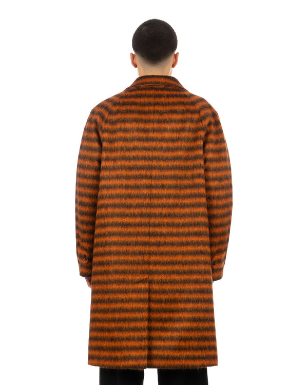 Marni | Striped Long Mohair Coat Carrot - Concrete