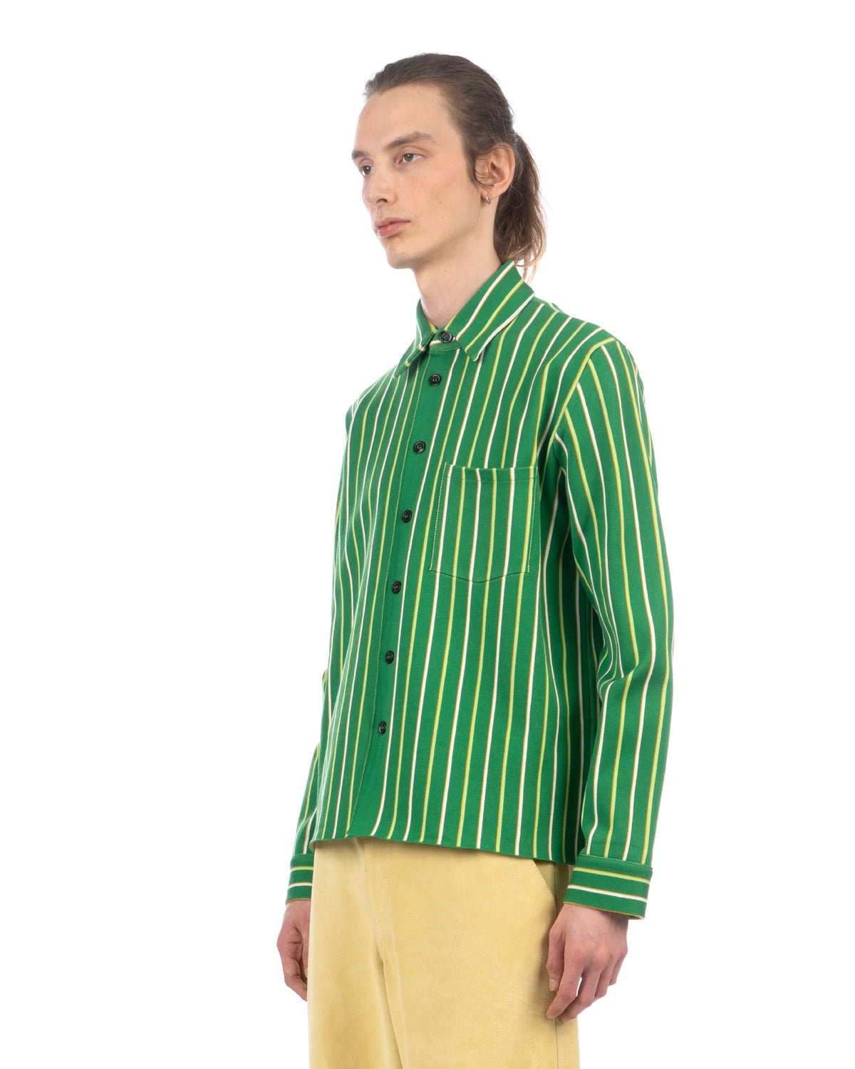 Marni | Vertical Stripe Techno Knit Shirt Sea Green - Concrete