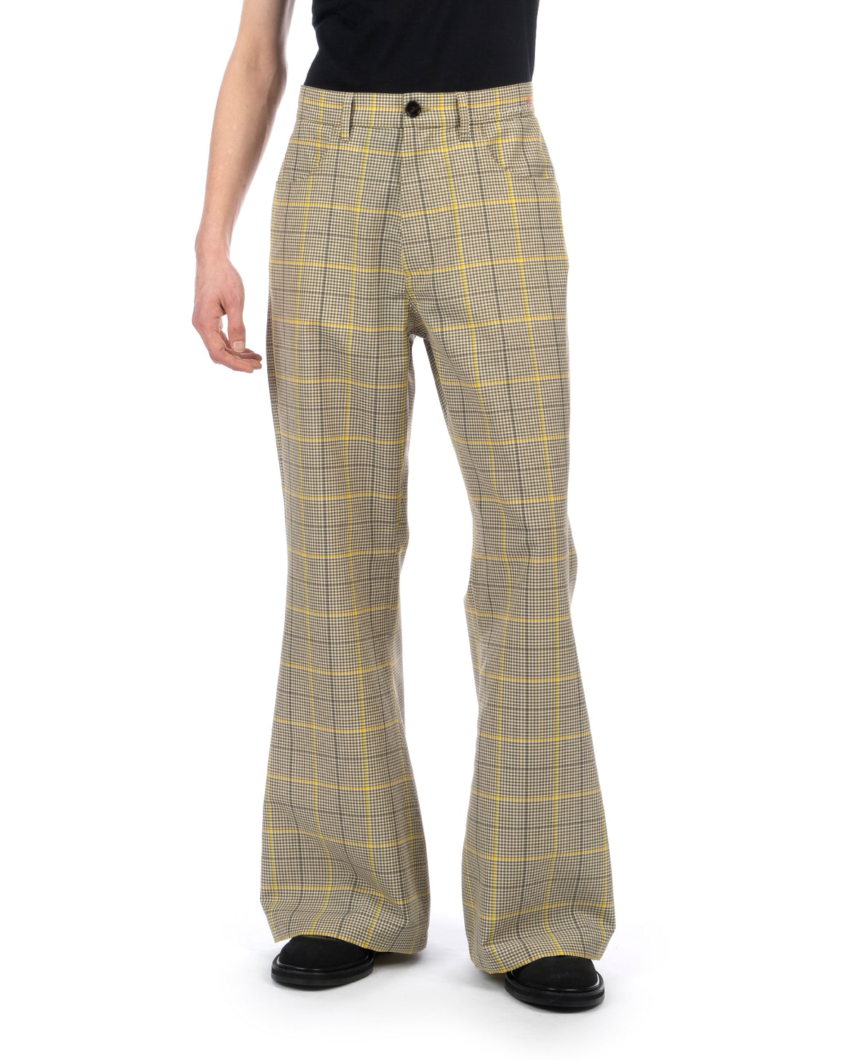 Marni | Microcheck Wool Trousers India Yellow - Concrete
