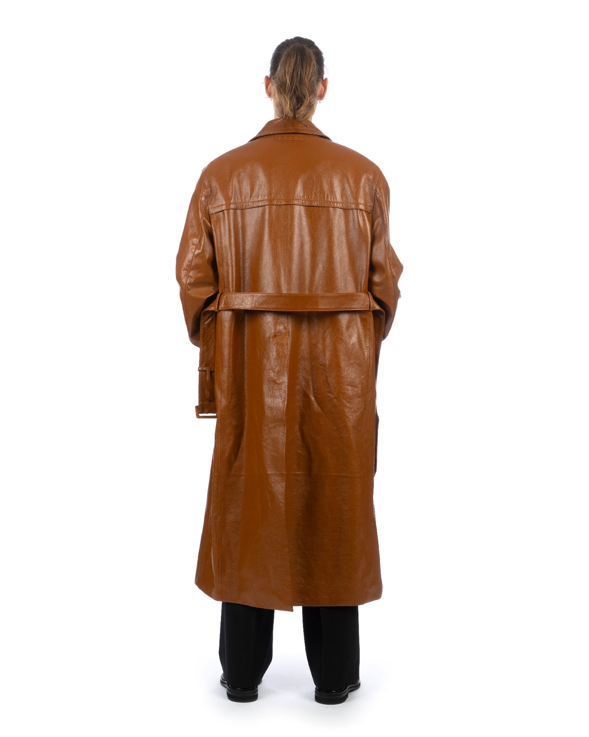 Marni | Shiny Leather Dustercoat Cognac - Concrete