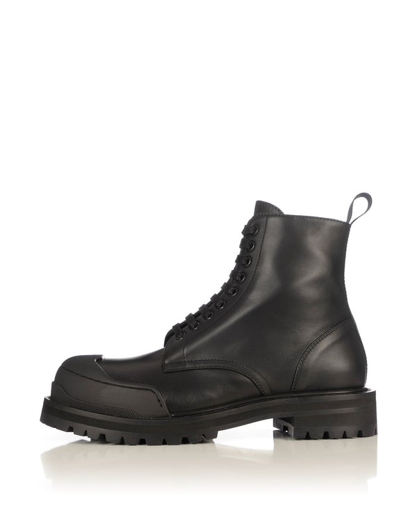 Marni | Leather Dada Army Combat Boot Black - Concrete