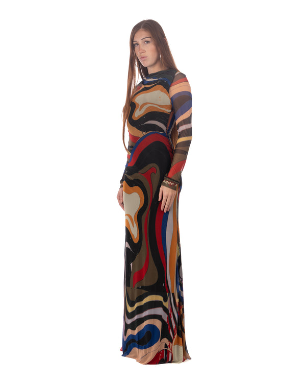 OTTOLINGER | Mesh LS Maxi Dress Psychedelic Print