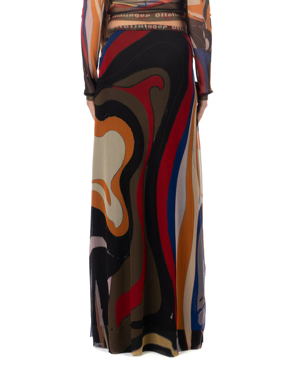 OTTOLINGER | Mesh Maxi Skirt Psychedelic Print