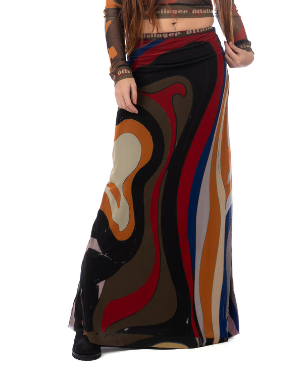 OTTOLINGER | Mesh Maxi Skirt Psychedelic Print