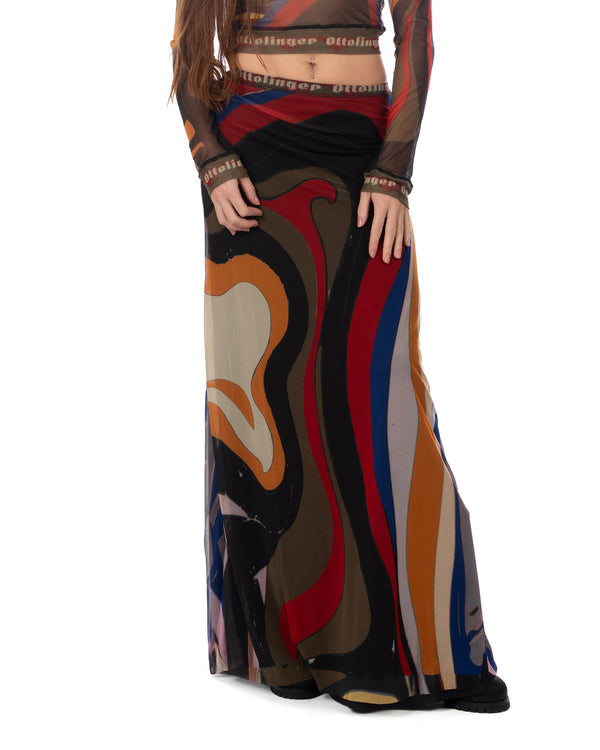 OTTOLINGER | Mesh Maxi Skirt Psychedelic Print