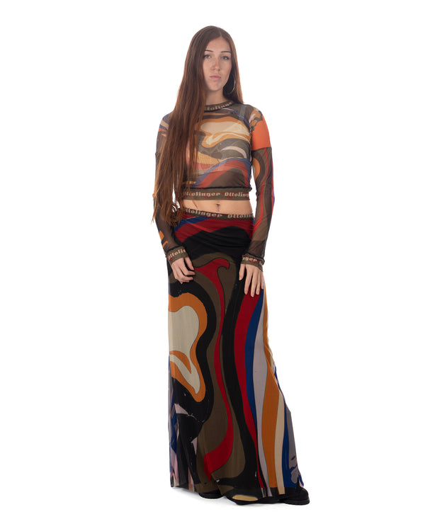 OTTOLINGER | Mesh Maxi Skirt Psychedelic Print