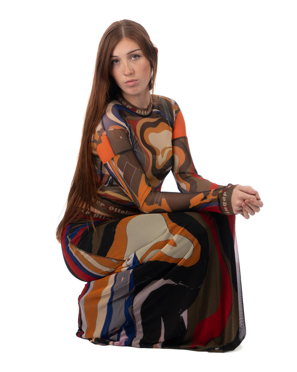 OTTOLINGER | Mesh Maxi Skirt Psychedelic Print