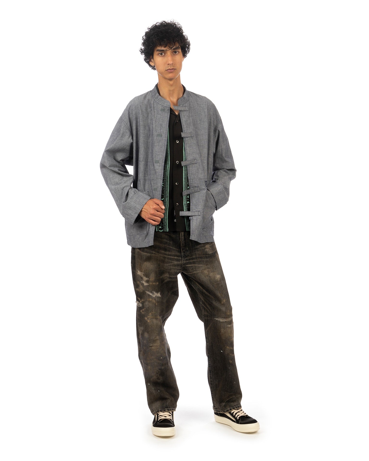 NEIGHBORHOOD | KF Long Sleeve Shirt Indigo | Concrete