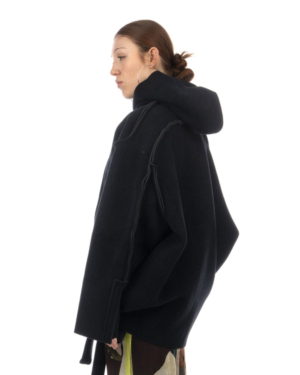 OTTOLINGER | Felted Hooded Scuba Anorak Dark Navy - Concrete