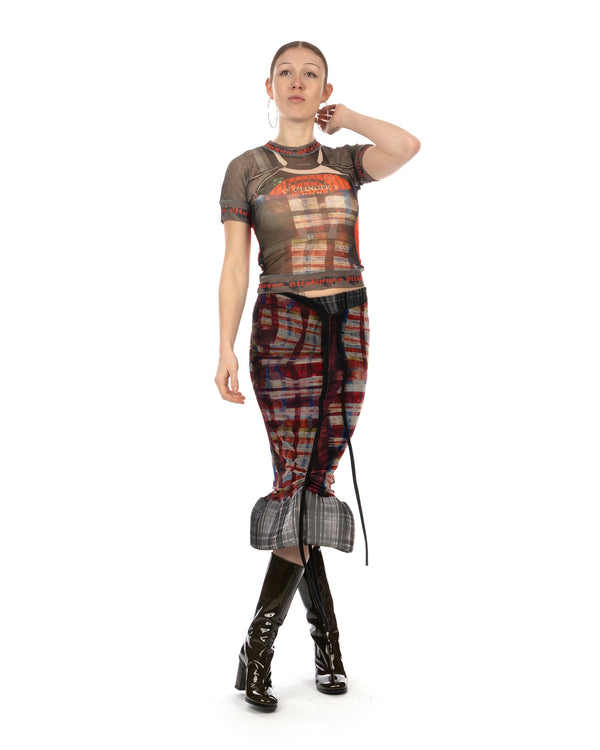 OTTOLINGER | Mesh Padded Midi Skirt Racing Plaid - Concrete