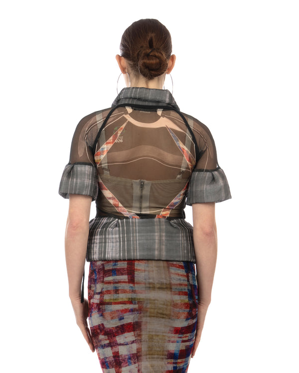 OTTOLINGER | Mesh Padded Blouse Racing Plaid - Concrete