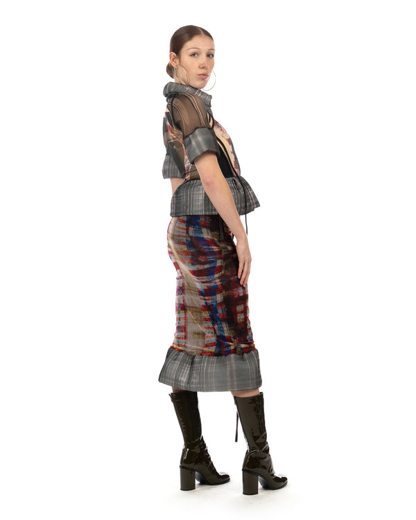 OTTOLINGER | Mesh Padded Blouse Racing Plaid - Concrete