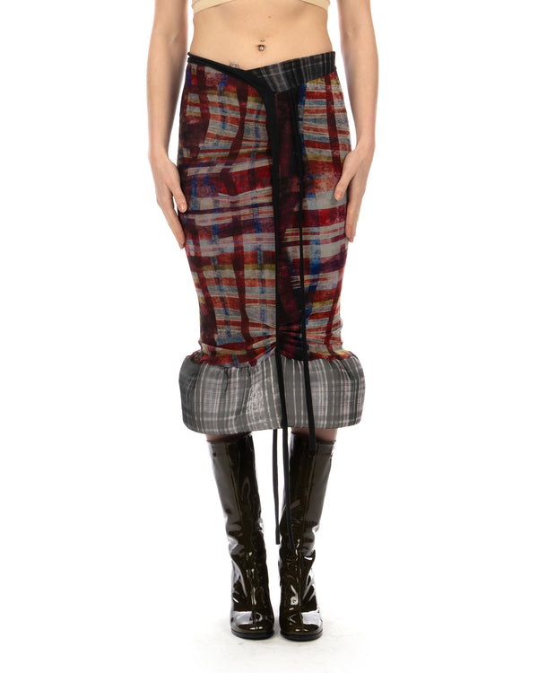 OTTOLINGER | Mesh Padded Midi Skirt Racing Plaid - Concrete