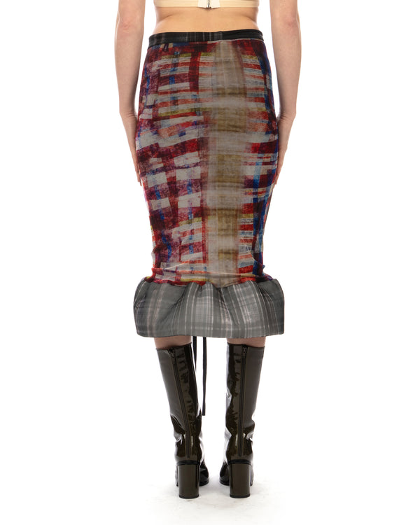 OTTOLINGER | Mesh Padded Midi Skirt Racing Plaid - Concrete