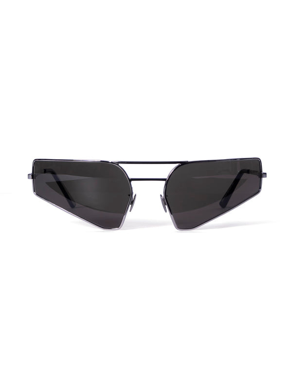 Rick Owens | Sunglasses Prong Silver Temple Black Lens - Concrete