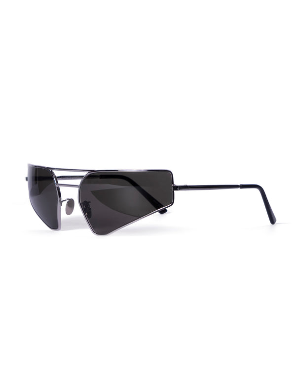 Rick Owens | Sunglasses Prong Silver Temple Black Lens - Concrete