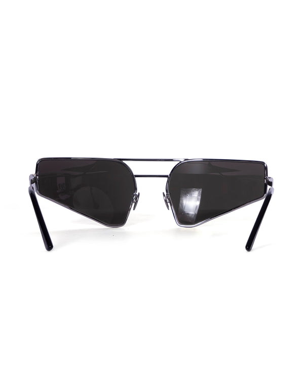 Rick Owens | Sunglasses Prong Silver Temple Black Lens - Concrete