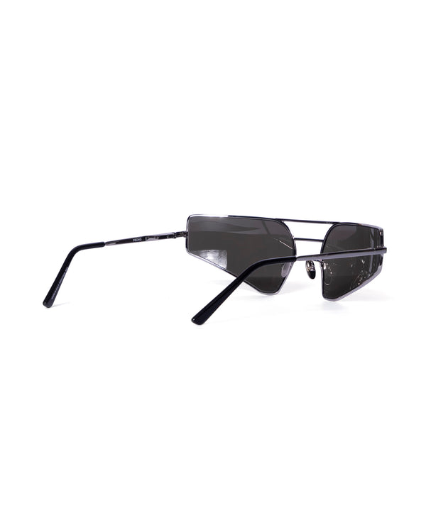 Rick Owens | Sunglasses Prong Silver Temple Black Lens - Concrete