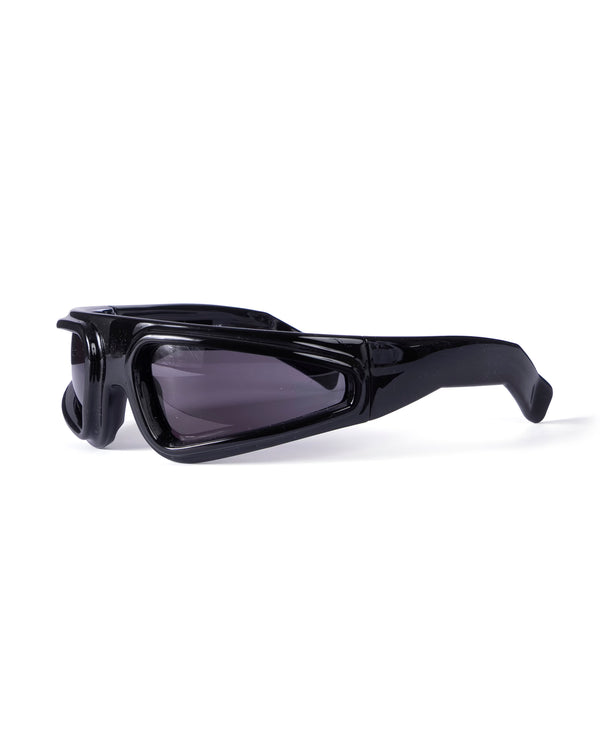 Rick Owens | Sunglasses Shiny Ryder Black Temple / Black Lens - Concrete
