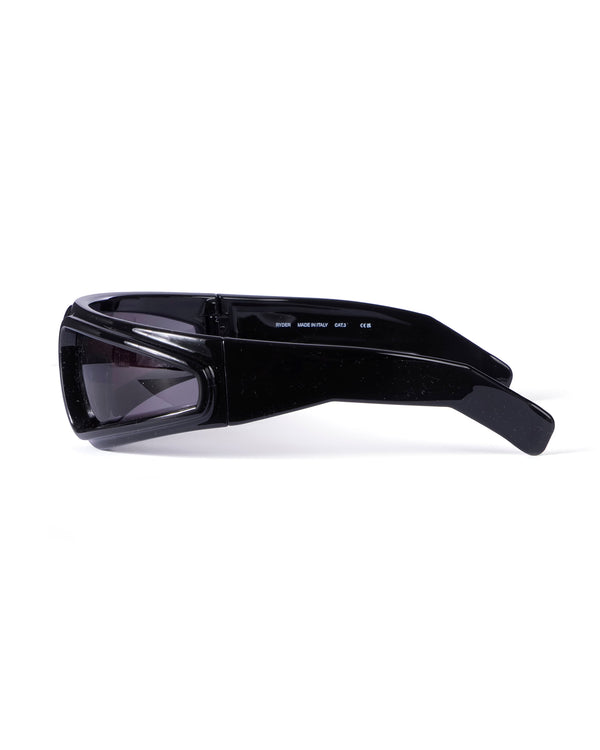 Rick Owens | Sunglasses Shiny Ryder Black Temple / Black Lens - Concrete