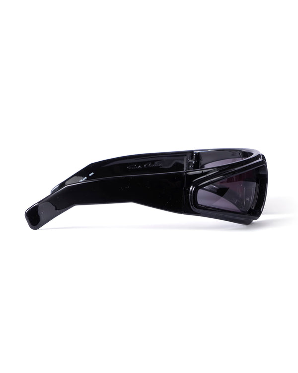 Rick Owens | Sunglasses Shiny Ryder Black Temple / Black Lens - Concrete