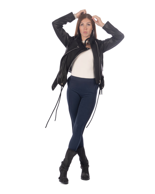 OTTOLINGER | Twisted Biker Leather Jacket Black