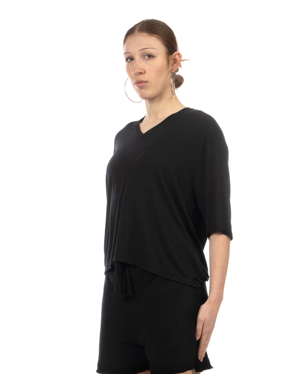 thom krom | Women's W TS 622 T-Shirt Worked Black - Concrete