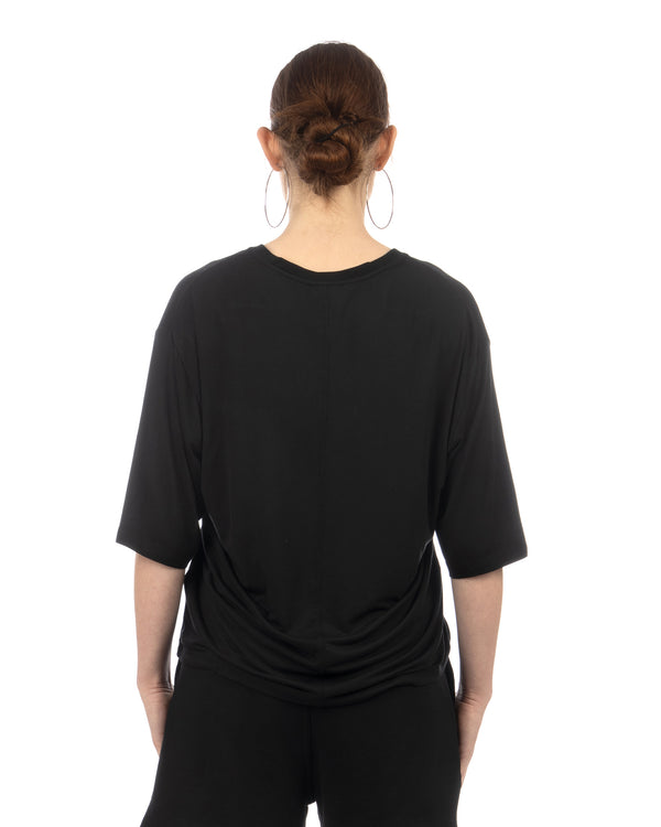thom krom | Women's W TS 622 T-Shirt Worked Black - Concrete