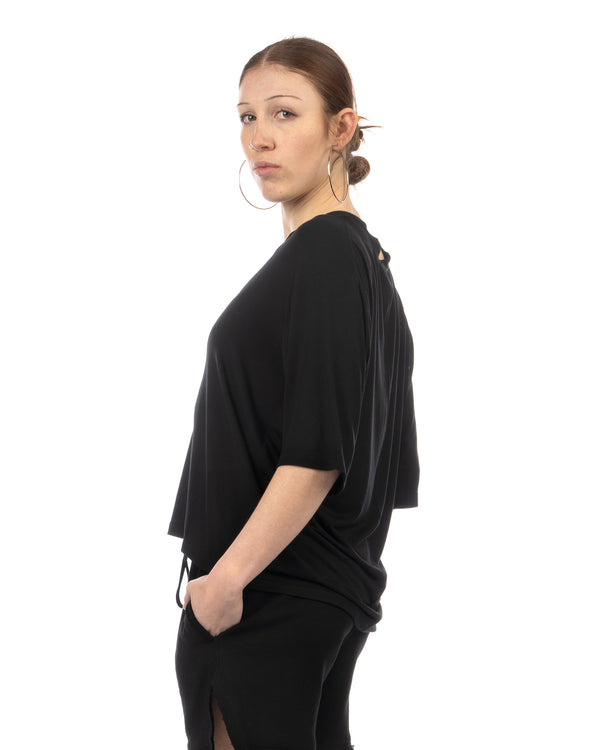 thom krom | Women's W TS 622 T-Shirt Worked Black - Concrete