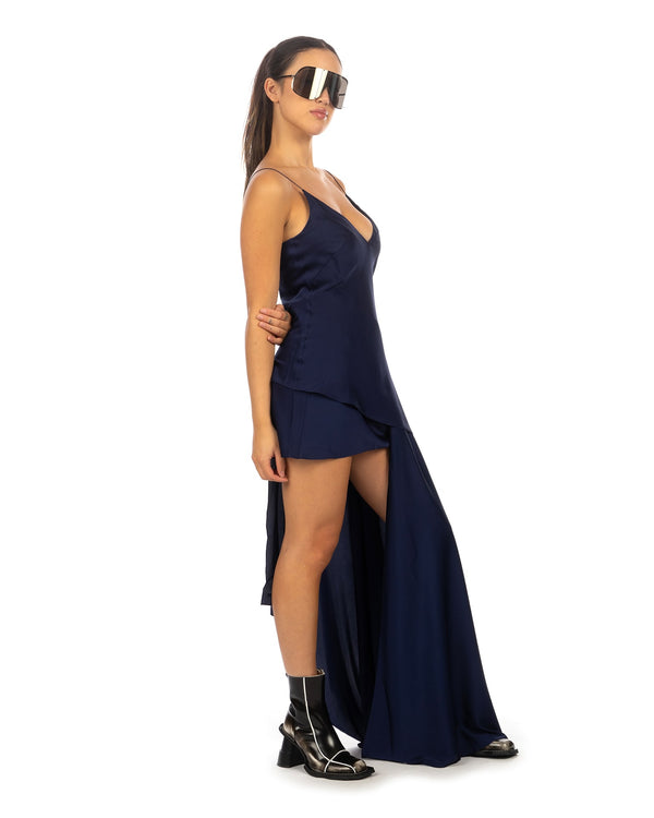 TTSWTRS | Sirena Silk Dress Blueberry - Concrete