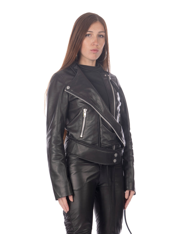 OTTOLINGER | Twisted Biker Leather Jacket Black