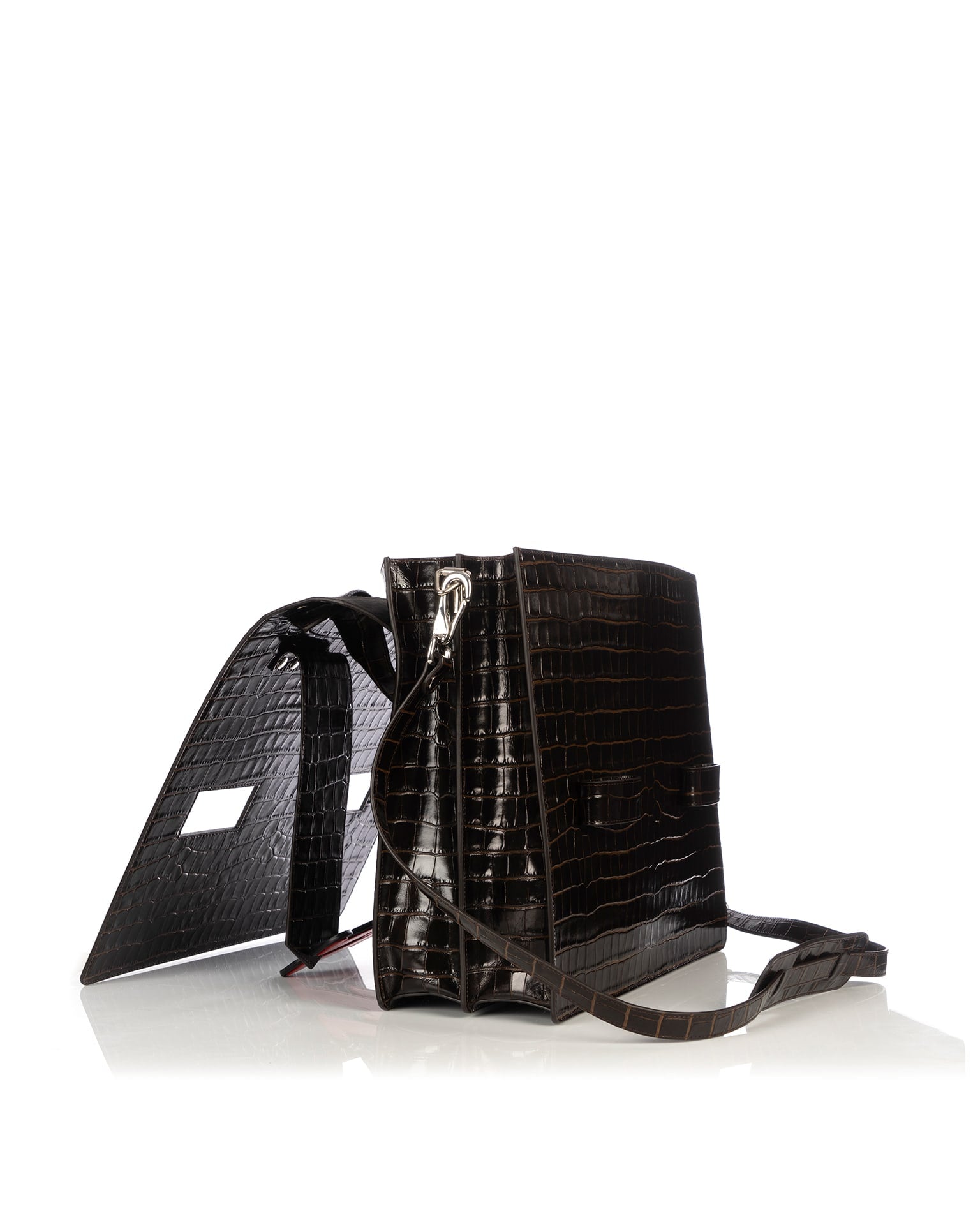 Walter Van Beirendonck | Maxi Leather Handbag Brown Croc | Concrete