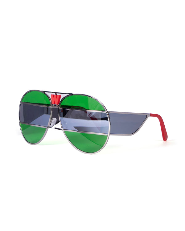 Walter Van Beirendonck | x KOMONO Brutal Pilot Sunglasses Silver