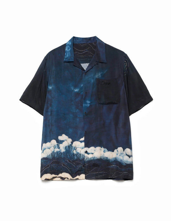 maharishi | Boro Crane Camp Collar Shirt Indigo - Concrete