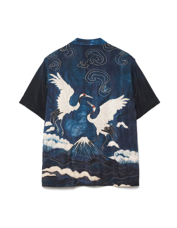 maharishi | Boro Crane Camp Collar Shirt Indigo - Concrete